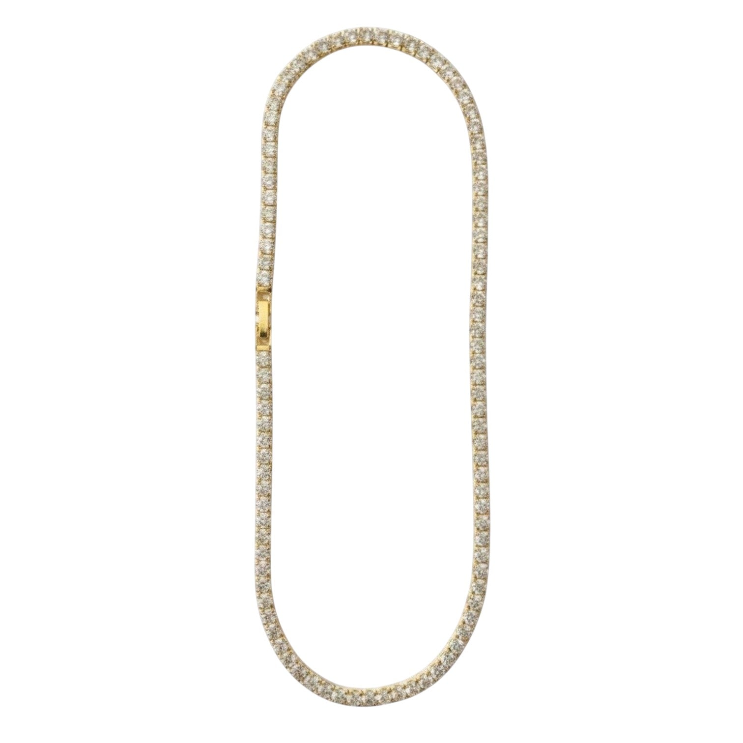 KEVOUR 18K gold-filled tennis necklace featuring a full strand of brilliant lab-created cubic zirconia stones.