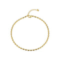 KEVOUR 18K gold-filled bracelet featuring smooth polished oval beads and an adjustable lobster clasp on white background