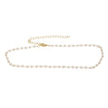 KEVOUR 18K gold-filled necklace featuring hand-linked simulated white pearls and an adjustable chain clasp.