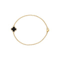KEVOUR 18K rose gold-filled bracelet featuring a black clover charm accented with pavé cubic zirconia.