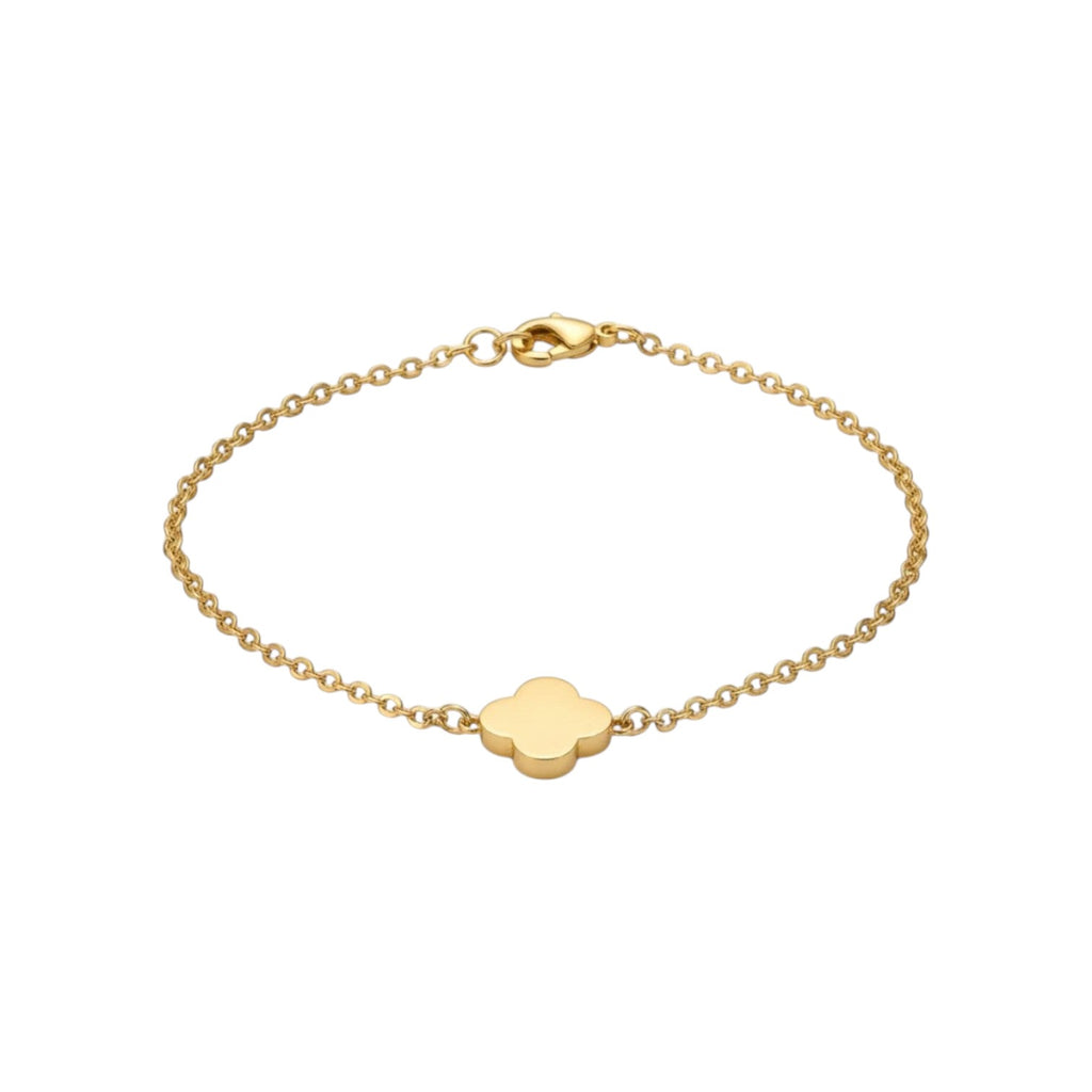 KEVOUR 18K rose gold-filled bracelet featuring a glossy black clover charm with pavé cubic zirconia accents.