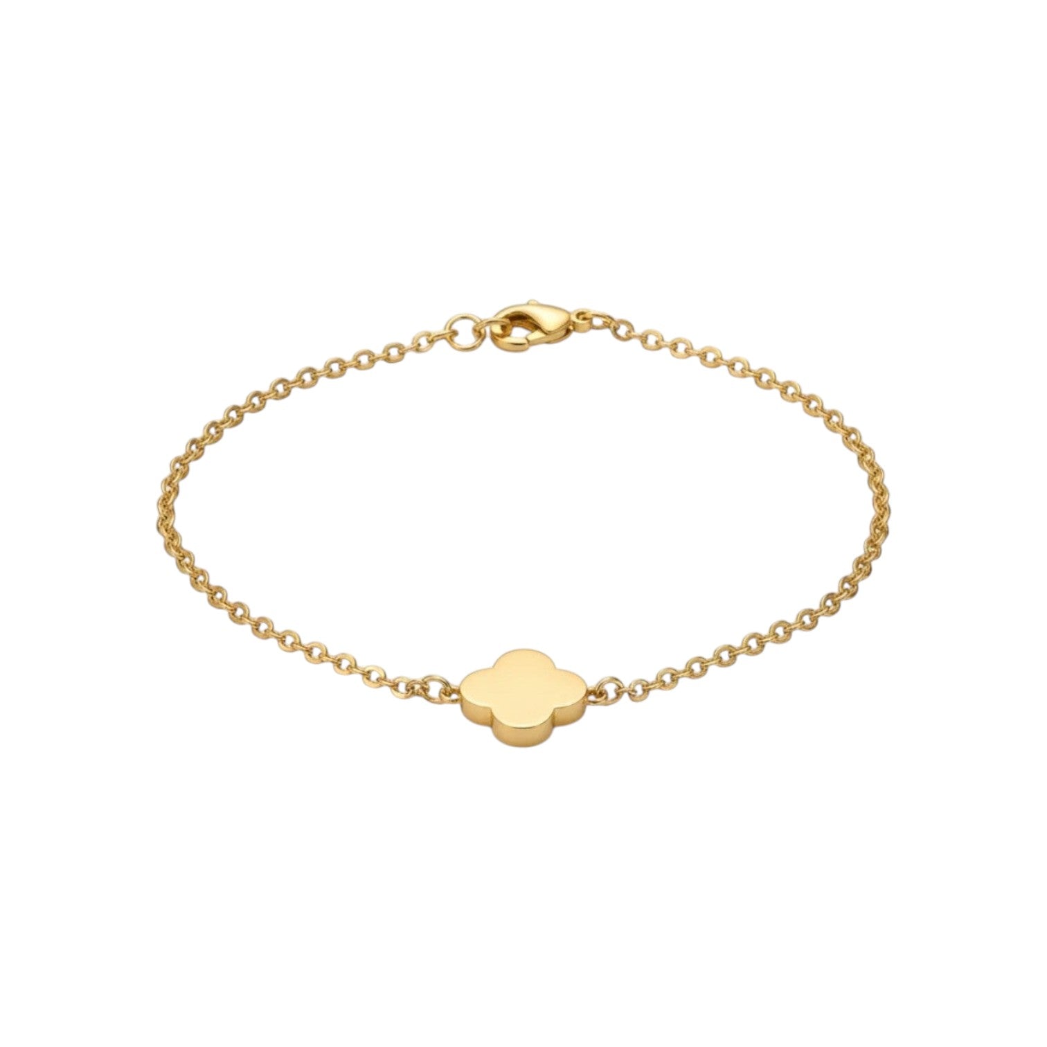 KEVOUR 18K rose gold-filled bracelet featuring a glossy black clover charm with pavé cubic zirconia accents.